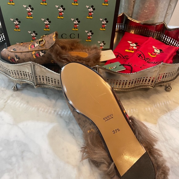 GUCCI X DISNEY Mini Vintage GG Supreme Monogram Mickey Mouse Fur Womens 37.5 - Picture 9 of 16